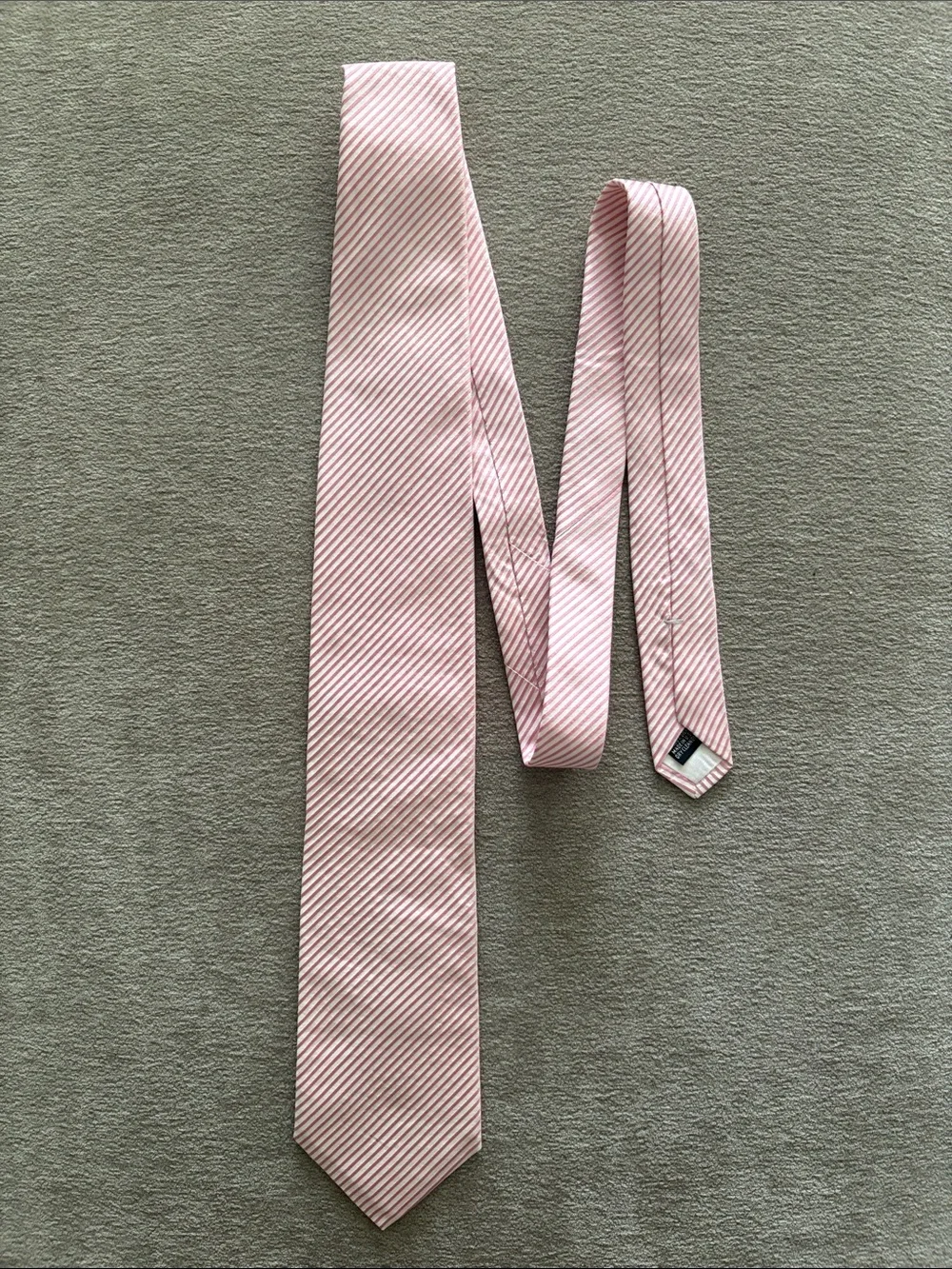 Mark Pendleton Men's Pink & White Striped Silk Necktie Classic 3.5